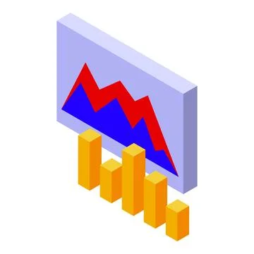 Decreasing bar graph and line graph showing negative trend Stock Illustration