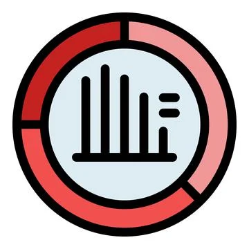 Decreasing bar graph chart inside pie chart representing market data analysis Illustrazione stock