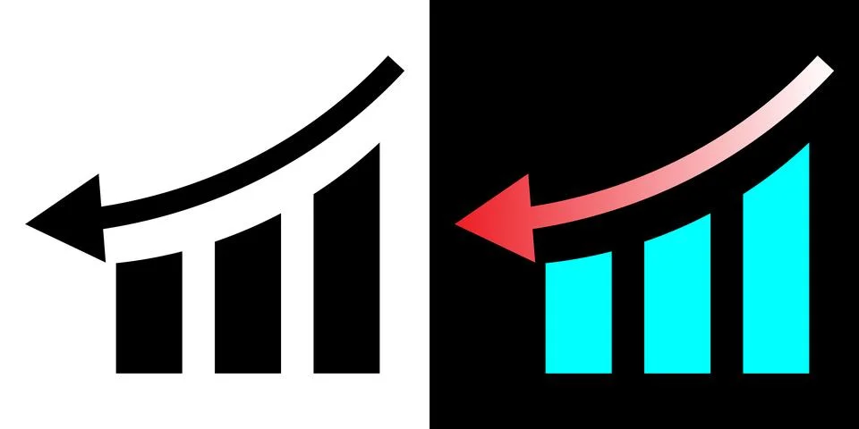 Decreasing bar graph symbol. Declining bar graph icon. Decreased graph illus Stock Illustration