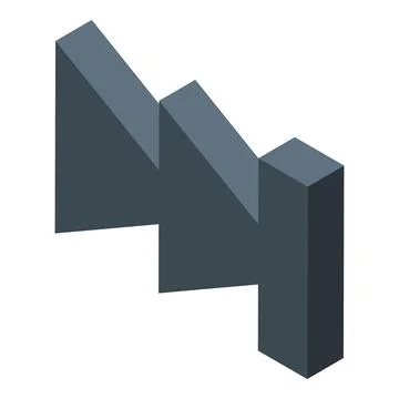 Decreasing chart bars showing negative trend in isometric view Stock Illustration