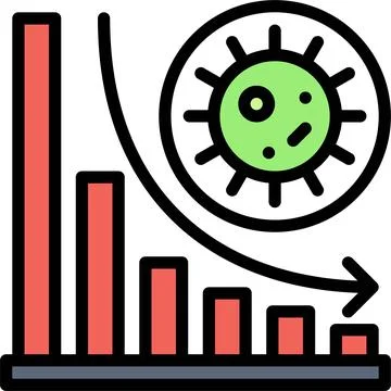 Decreasing Chart icon, Vaccine Development related vector Stock Illustration