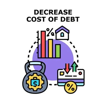 Decreasing cost of debt concept vector illustration Stock Illustration