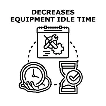 Decreasing equipment idle time vector concept illustration Stock Illustration