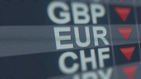 Decreasing Euro exchange rate indicator. EUR forex ticker loopable 3D animation 库存影片 120600115