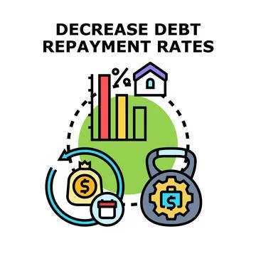 Decreasing financial debt repayment rates concept illustration Stock Illustration