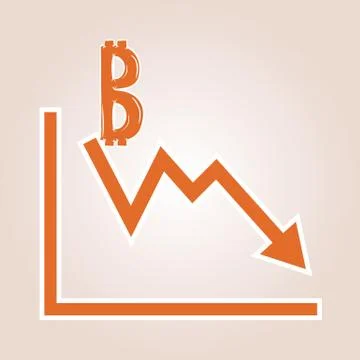 Decreasing graph with bitcoin symbol Stock Illustration