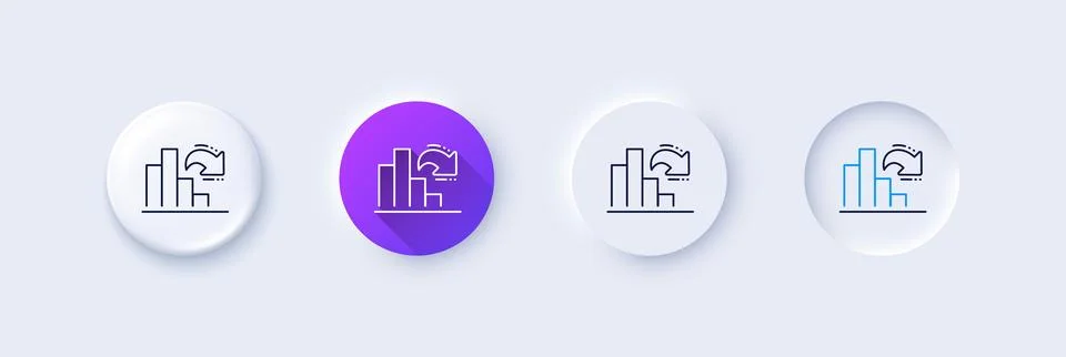 Decreasing graph line icon. Column chart sign. Line icons. Vector Illustrazione stock