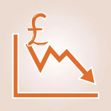 Decreasing graph with pound symbol Stock Illustration