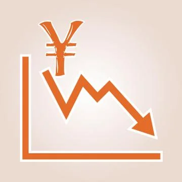 Decreasing graph with yen symbol 스톡 일러스트