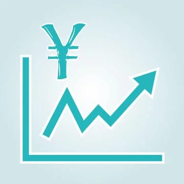 Decreasing graph with yen symbol Stock Illustration