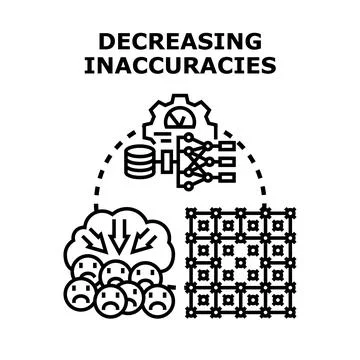 Decreasing inaccuracies in data processing and analysis concept Illustrazione stock