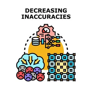Decreasing inaccuracies in data processing and analysis concept Stock Illustration