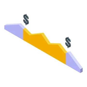 Decreasing isometric chart representing financial loss Stock Illustration