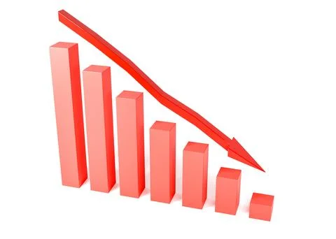 Decreasing red graph symbolizing business loss and economic crisis Stock Illustration