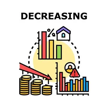Decreasing statistics graph with falling financial data Stock Illustration
