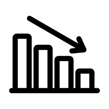 Decreasing stats icon line isolated on white background. Black flat thin ic.. Stock Illustration
