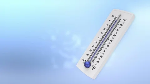 Decreasing temperature on thermometer with blue mercury and blue background. 库存影片 81164056