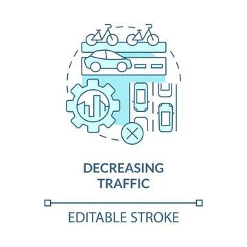 Decreasing traffic blue concept icon Stockillustratie