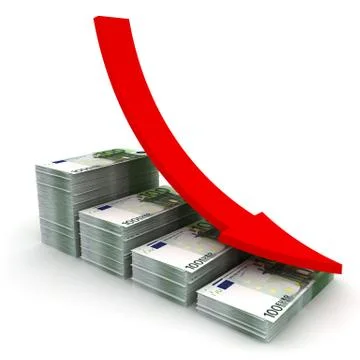 Decreasing value of Euro Stock Illustration