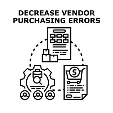 Decreasing vendor purchasing errors process optimization concept Stock Illustration