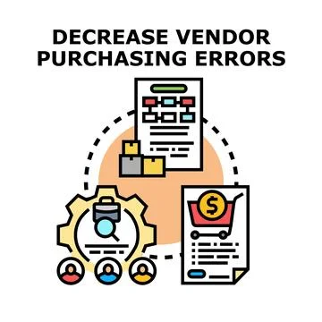 Decreasing vendor purchasing errors process optimization concept Stock Illustration