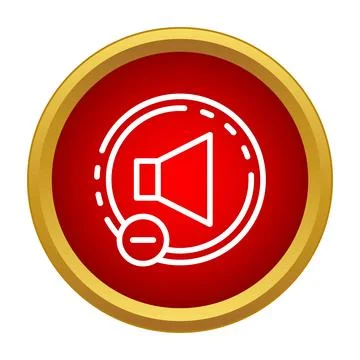 Decreasing volume speaker icon on red button Stockillustratie