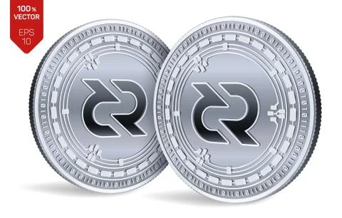 Decred. Crypto currency. 3D isometric Physical coins. Digital currency. Silve Illustrazione stock