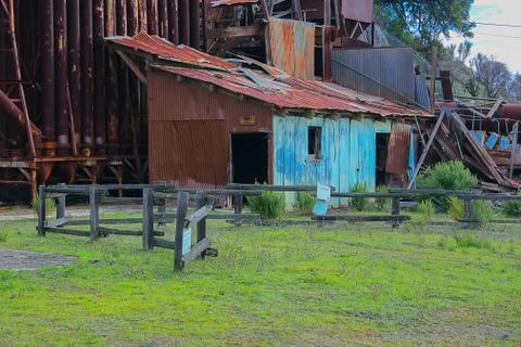 Decrepit mining office Foto stock