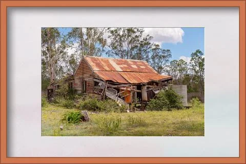Decrepit Old Falling Down Shed In A Photo Frame Stock Photos