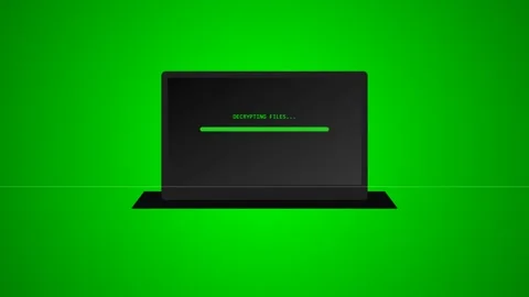 Decrypting files progress bar on a laptop screen against a green background 動画素材 346735726