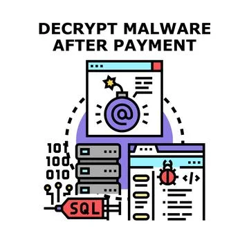 Decrypting malware after ransomware payment concept Stock-Illustration