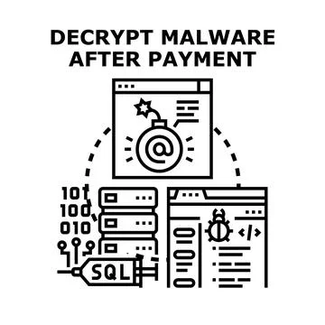 Decrypting malware after ransomware payment concept Illustrazione stock