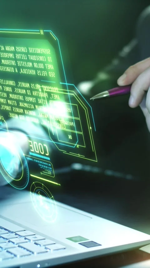 Decryption of an incoming data packet using a virtual panel. Video stock 285897189