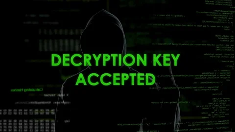 Decryption key accepted, hacker finding password to email with secret data Stock Footage 84535430