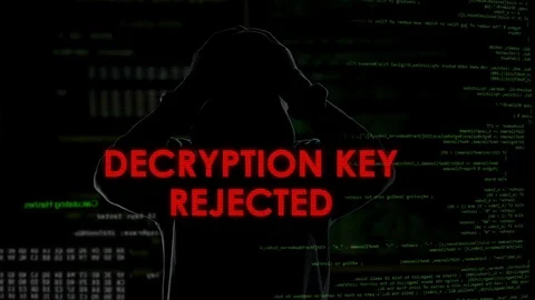 Decryption key rejected, unsuccessful attempt to hack account, angry coder Stock Footage 84533556