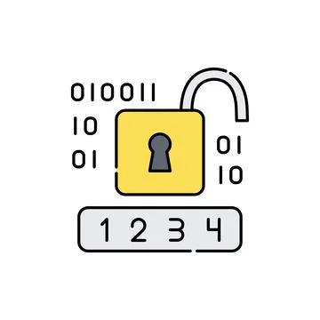 Decryption line icon. Isolated vector element. Stock Illustration