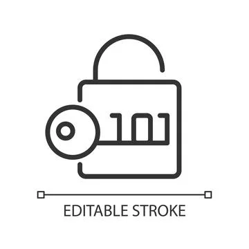 Decryption pixel perfect linear icon Illustrazione stock