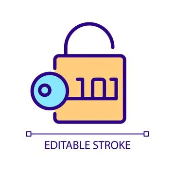 Decryption pixel perfect RGB color icon Illustrazione stock