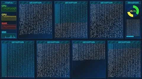 DECRYPTION UI Tron-Style on Black 4K Vídeos de archivo 99947732