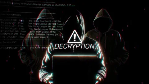 Decryption words of hacking screen in technology Stock Footage 343461502