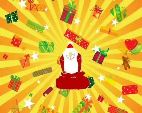 Ded Moroz throws gifts Stockbeeldmateriaal 85582676