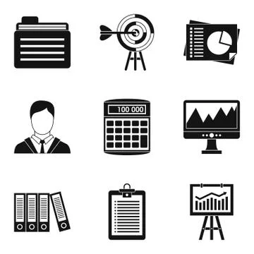 Dedicated computer icons set, simple style Stock Illustration