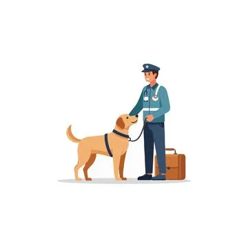Dedicated dog handler guiding canine companion with gentle leash control am.. Stock-Illustration