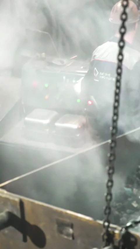 Dedicated Industrial Workers Engaged in Metal Processing and Production Stock Footage 296757844