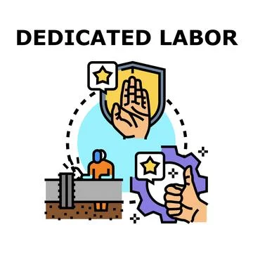 Dedicated labor employee working constructing protecting project Stock Illustration
