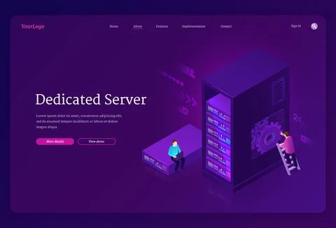 Dedicated server banner, Internet hosting service 스톡 일러스트