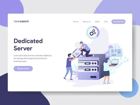 Dedicated Server Illustration For Website Page Illustrazione stock
