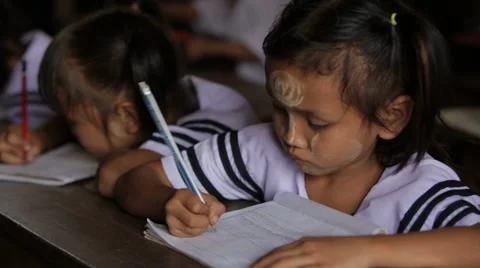 Dedicated Student in Burma Stock Footage 37350203
