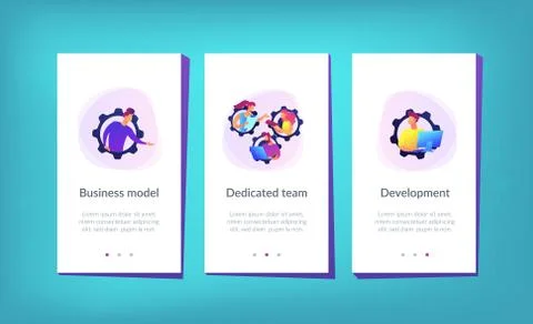 Dedicated team it app interface template Stock Illustration