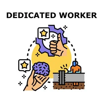 Dedicated worker applying intelligence for quality work success Stock Illustration